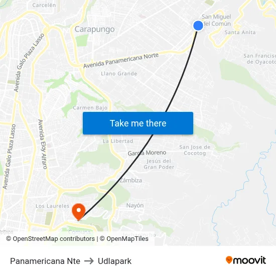 Panamericana Nte to Udlapark map