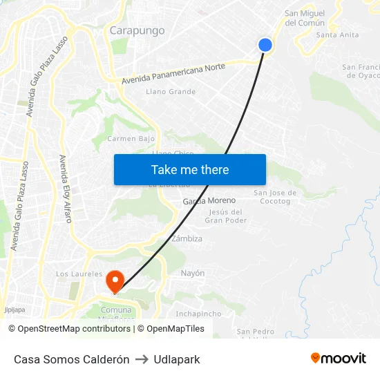 Casa Somos Calderón to Udlapark map