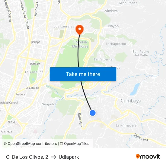 C. De Los Olivos, 2 to Udlapark map