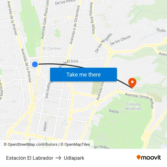 Estación El Labrador to Udlapark map