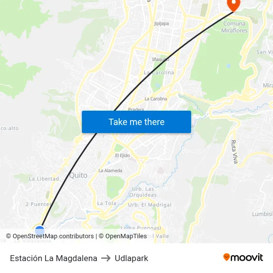 Estación La Magdalena to Udlapark map
