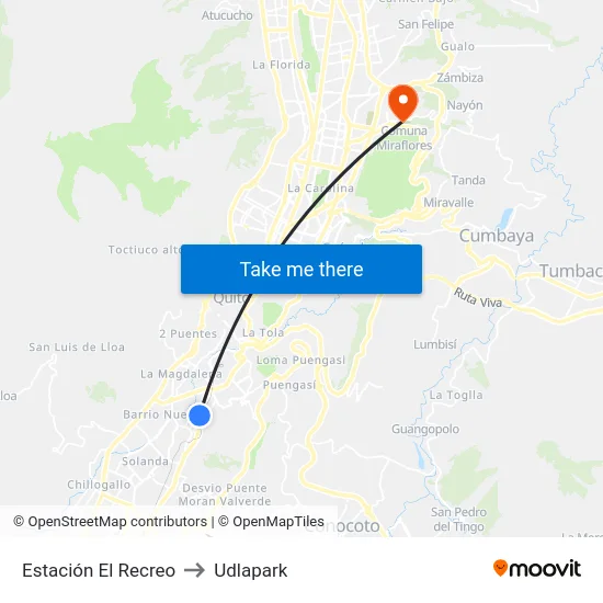 Estación El Recreo to Udlapark map