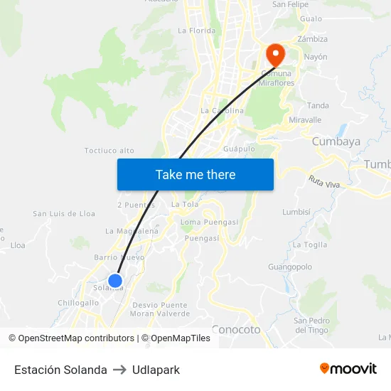 Estación Solanda to Udlapark map