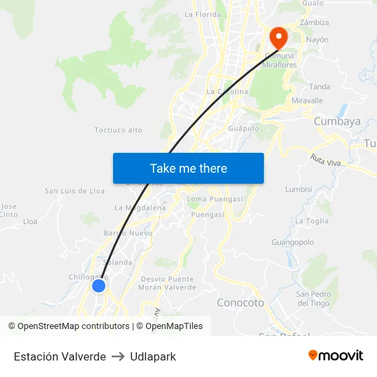 Estación Valverde to Udlapark map