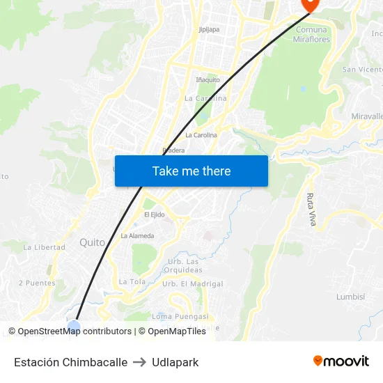 Estación Chimbacalle to Udlapark map
