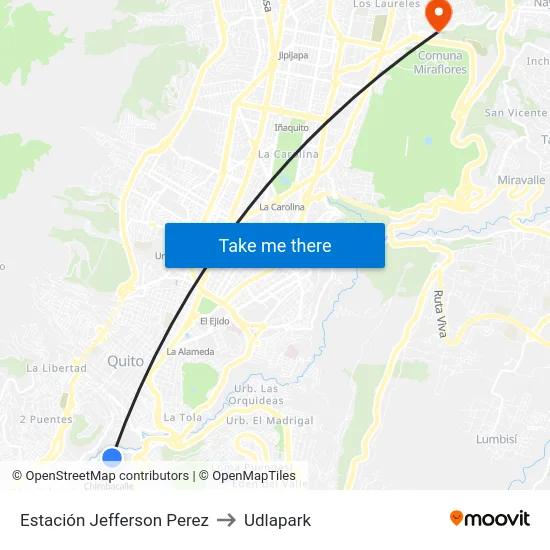 Estación Jefferson Perez to Udlapark map