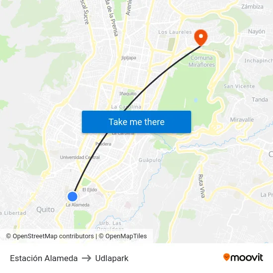 Estación Alameda to Udlapark map