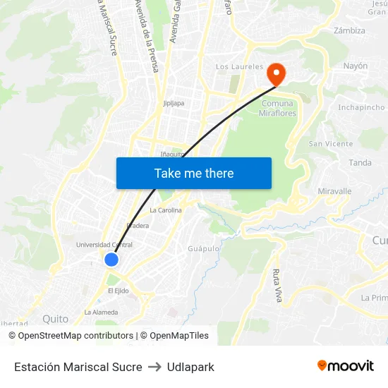 Estación Mariscal Sucre to Udlapark map