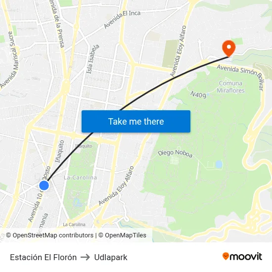 Estación El Florón to Udlapark map