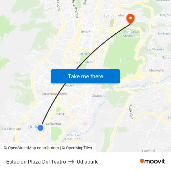 Estación Plaza Del Teatro to Udlapark map