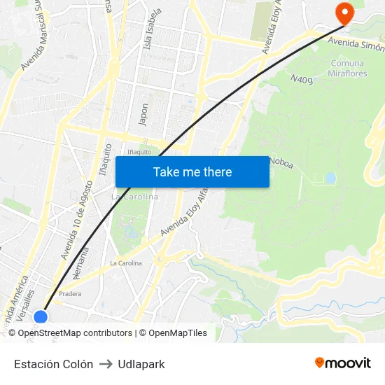 Estación Colón to Udlapark map
