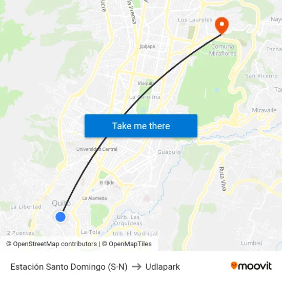 Estación Santo Domingo (S-N) to Udlapark map