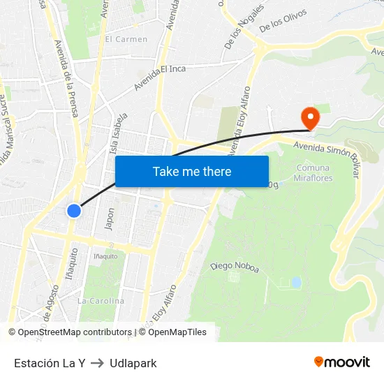 Estación La Y to Udlapark map