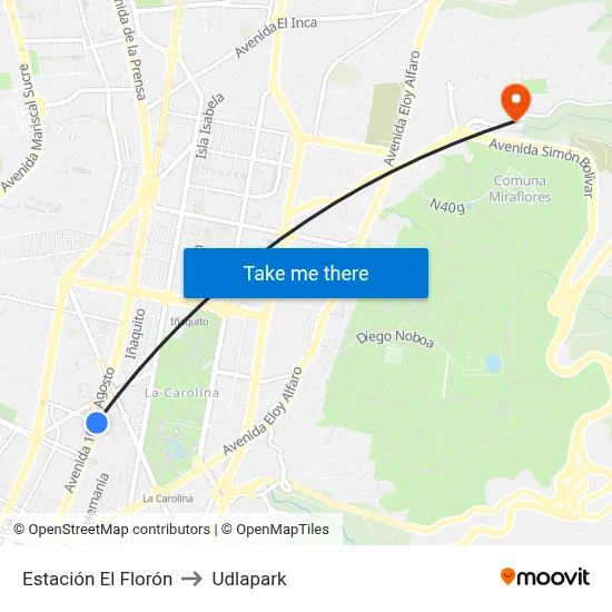 Estación El Florón to Udlapark map