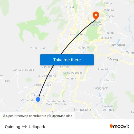 Quimiag to Udlapark map