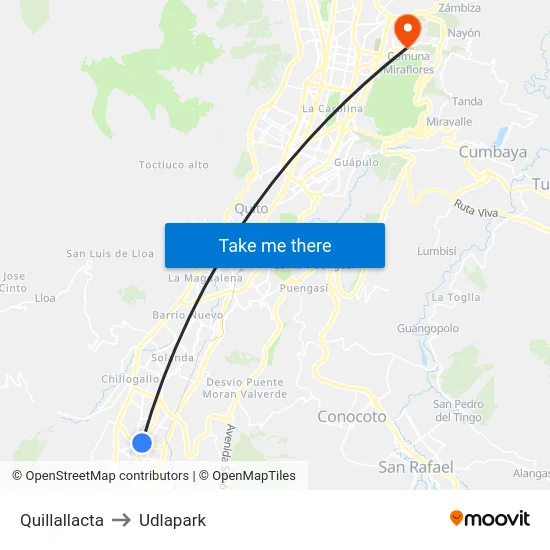 Quillallacta to Udlapark map