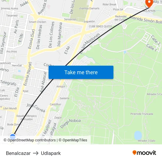 Benalcazar to Udlapark map