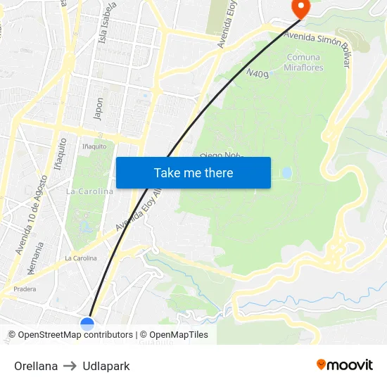 Orellana to Udlapark map