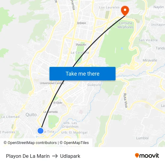Playon De La Marín to Udlapark map