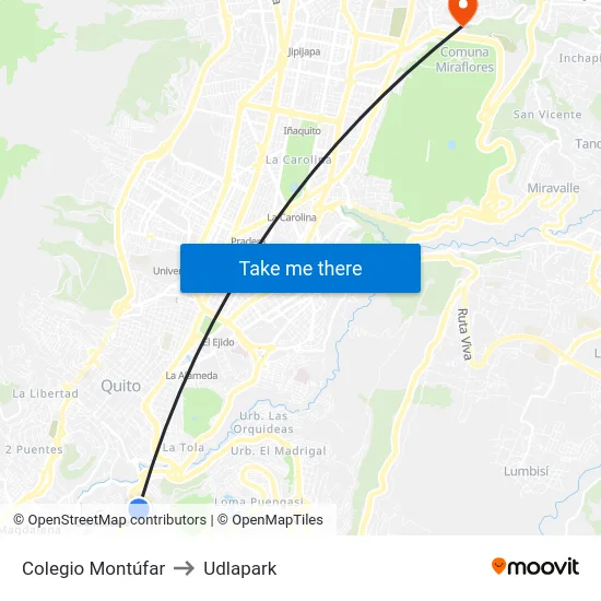 Colegio Montúfar to Udlapark map