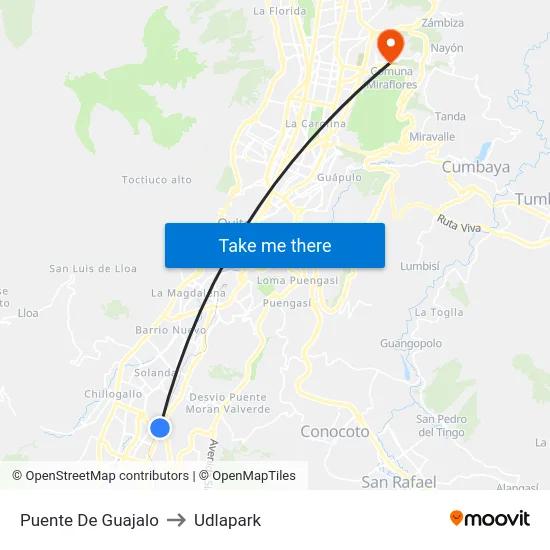 Puente De Guajalo to Udlapark map