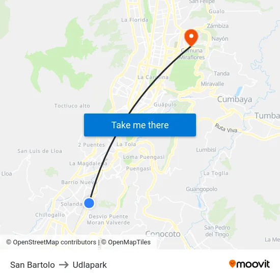San Bartolo to Udlapark map