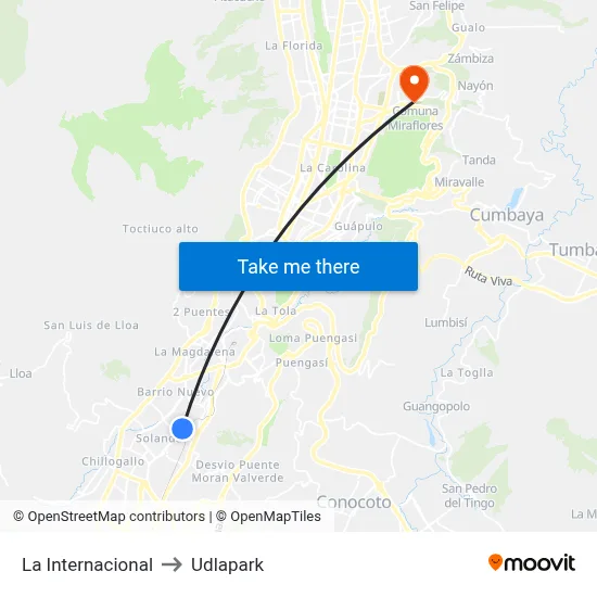 La Internacional to Udlapark map