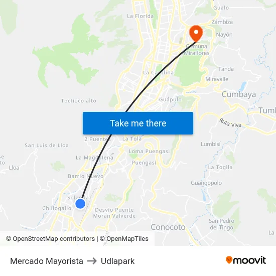 Mercado Mayorista to Udlapark map