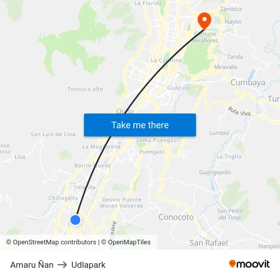 Amaru Ñan to Udlapark map