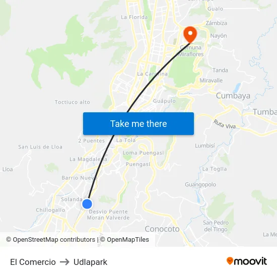 El Comercio to Udlapark map