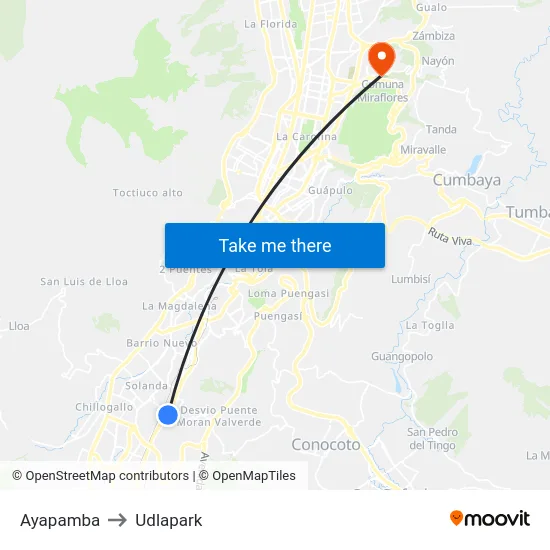 Ayapamba to Udlapark map