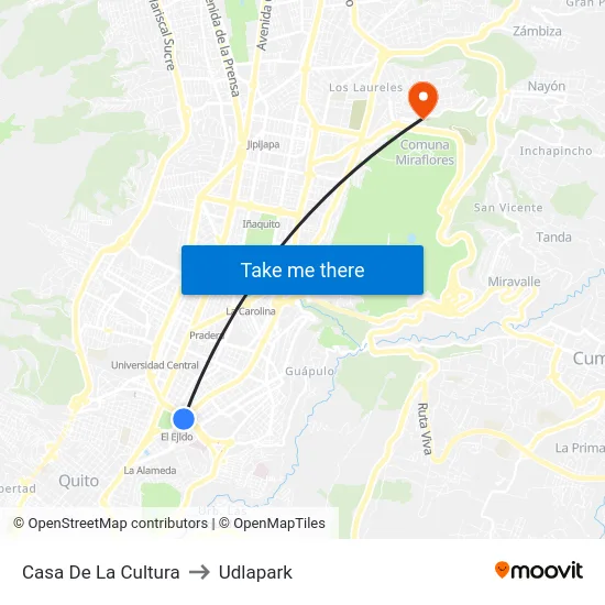 Casa De La Cultura to Udlapark map