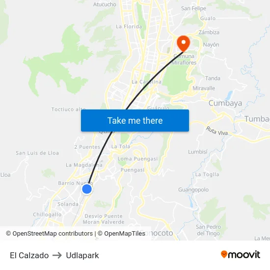 El Calzado to Udlapark map