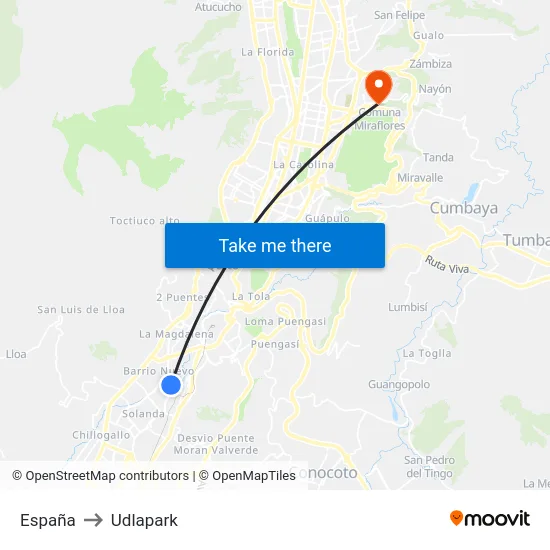 España to Udlapark map