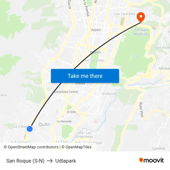 San Roque (S-N) to Udlapark map