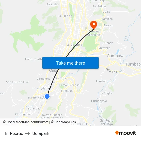 El Recreo to Udlapark map