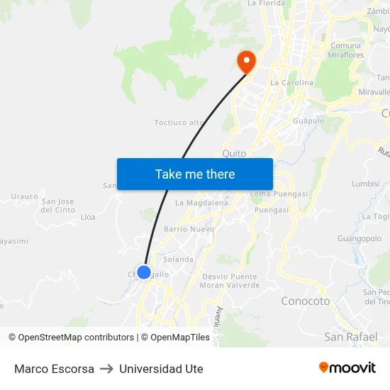 Marco Escorsa to Universidad Ute map