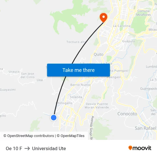 Oe 10 F to Universidad Ute map