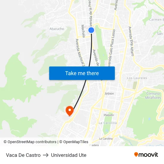 Vaca De Castro to Universidad Ute map