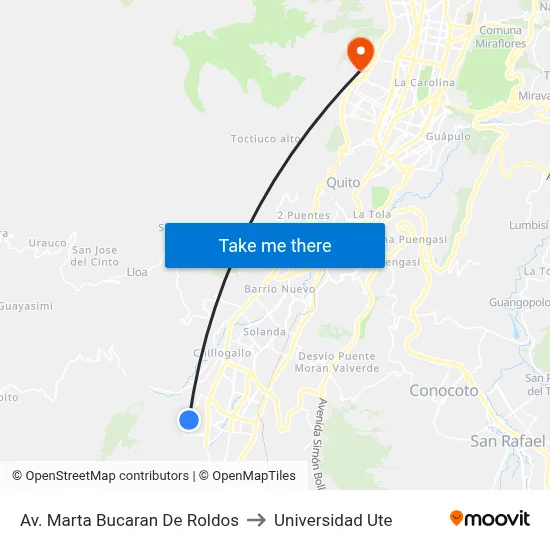 Av. Marta Bucaran De Roldos to Universidad Ute map
