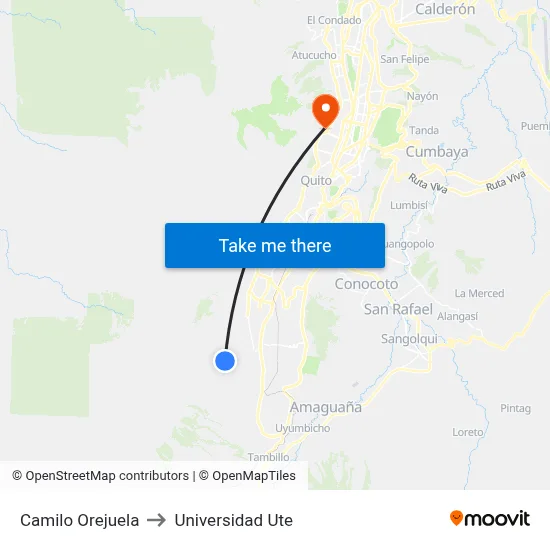 Camilo Orejuela to Universidad Ute map