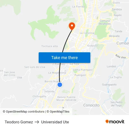 Teodoro Gomez to Universidad Ute map