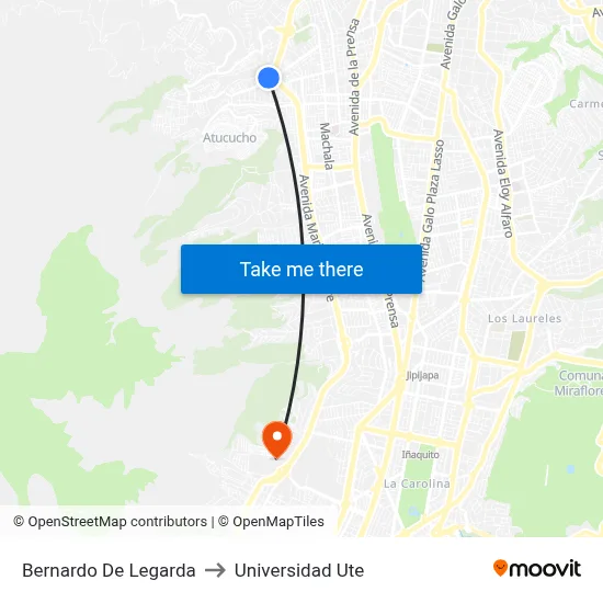 Bernardo De Legarda to Universidad Ute map