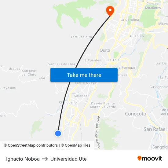 Ignacio Noboa to Universidad Ute map