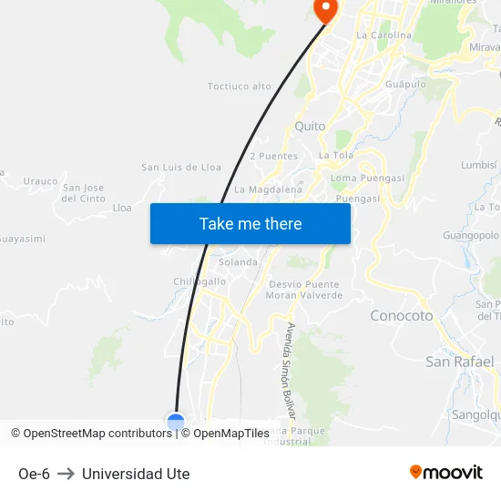 Oe-6 to Universidad Ute map