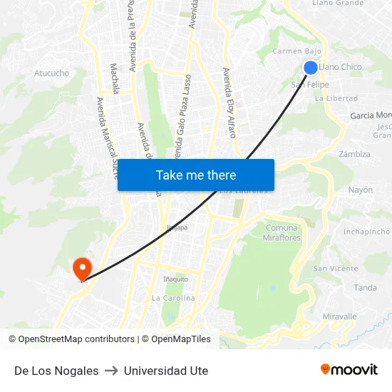 De Los Nogales to Universidad Ute map