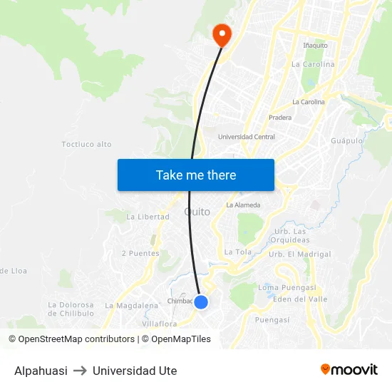 Alpahuasi to Universidad Ute map