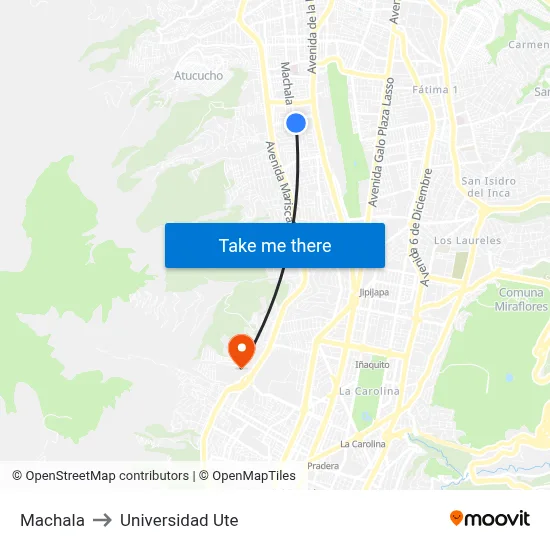 Machala to Universidad Ute map
