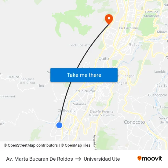 Av. Marta Bucaran De Roldos to Universidad Ute map