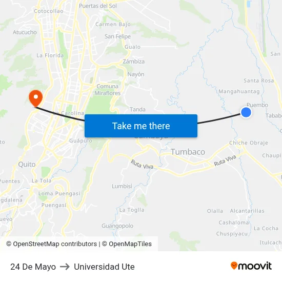 24 De Mayo to Universidad Ute map